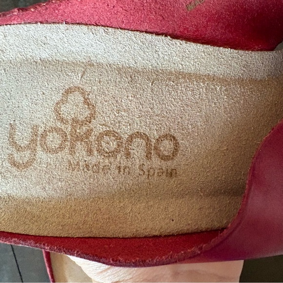 Yokono Red Leather Cork Wedges Crisscross Sandals Size 9 - Picture 12 of 13